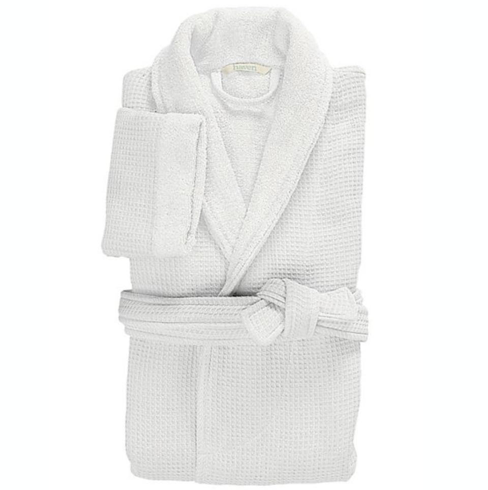 Haven Waffle-Weave White Organic Cotton Robe