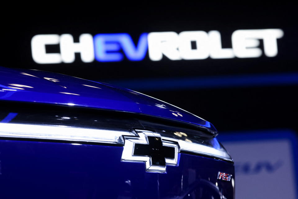 The logo of Chevrolet is pictured at the New York International Auto Show, in Manhattan, New York City, U.S., April 13, 2022. REUTERS/Andrew Kelly