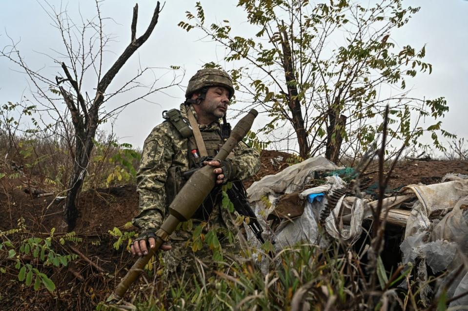A Ukrainian serviceman on the eastern front (Reuters)