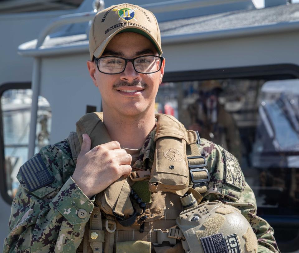 Petty Officer 3rd Class Shayne Dungca, a native of Flat Rock, is one of these sailors serving at Maritime Security Squadron 2, which is responsible for protecting the Navy’s maritime platforms and port infrastructure.