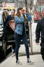 <p>The teen attends her NYC internship in a Moschino denim jacket, dark skinny jeans and favourite pair of Chuck Taylors. <i>(Photo via Getty Images)</i> </p>