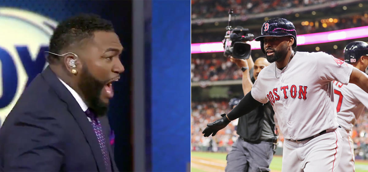 Red Sox great David Ortiz reacts to Jackie Bradley Jr.'s grand slam