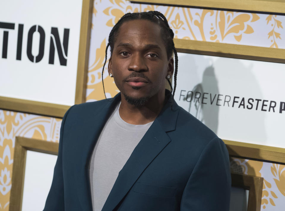 FILE - In this Jan. 27, 2018 file photo, Pusha T attends the Roc Nation pre-Grammy brunch in New York. In a year where rap easily dominated as music’s top genre, Pusha T’s 21-minute, seven-track “Daytona” album moved the needle and became one of the most successful hip-hop projects of the year, he won his rap beef with Drake and he earned a Grammy nomination for best rap album. (Photo by Charles Sykes/Invision/AP, File)