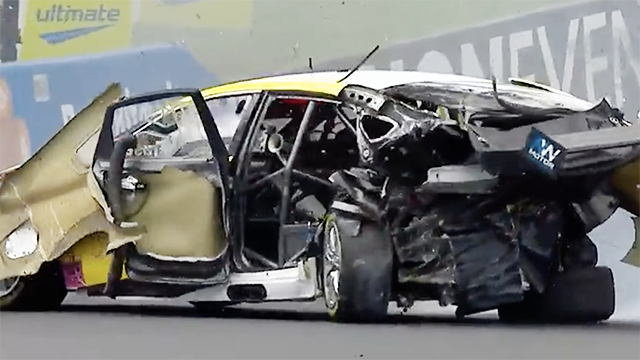 Super2 Series driver Declan Fraser was unhurt after a monster wreck at Mount Panorama.