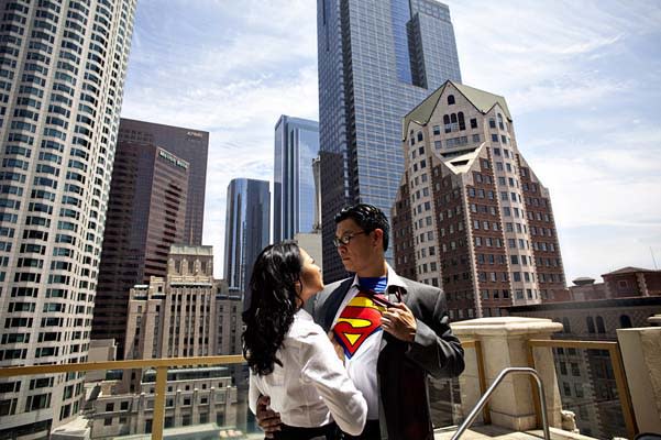 <div class="caption-credit"> Photo by: Joy Marie Photography</div><div class="caption-title">Superman Engagement Photos</div>Karnis and Alex played tribute to Clark Kent and Lois Lane for their fun engagement photos in Metropolis. <a rel="nofollow noopener" href="http://www.bridalguide.com/planning/engagement/superman-themed-engagement-photos" target="_blank" data-ylk="slk:See more from this shoot;elm:context_link;itc:0;sec:content-canvas" class="link "><b>See more from this shoot</b></a>!