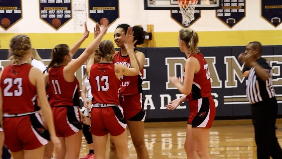 <em>Newark Valley’s Makana “Cha” Gardner surpassed 1,271 career points, making her the program’s all-time scoring leader.</em>