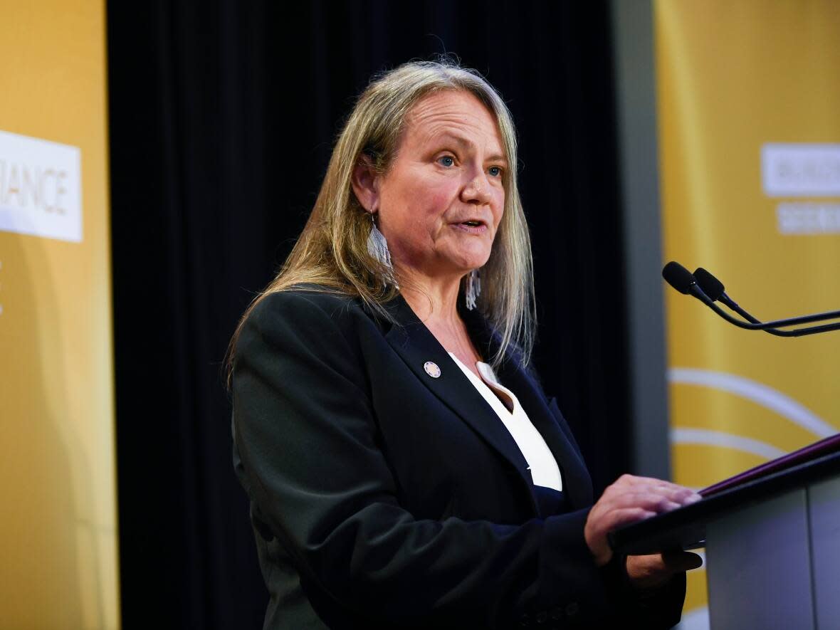 Kimberly Murray speaks after being appointed as Independent Special Interlocutor for Missing Children and Unmarked Graves and Burial Sites associated with Indian Residential Schools, at a news conference in Ottawa last June.  (Justin Tang/The Canadian Press - image credit)