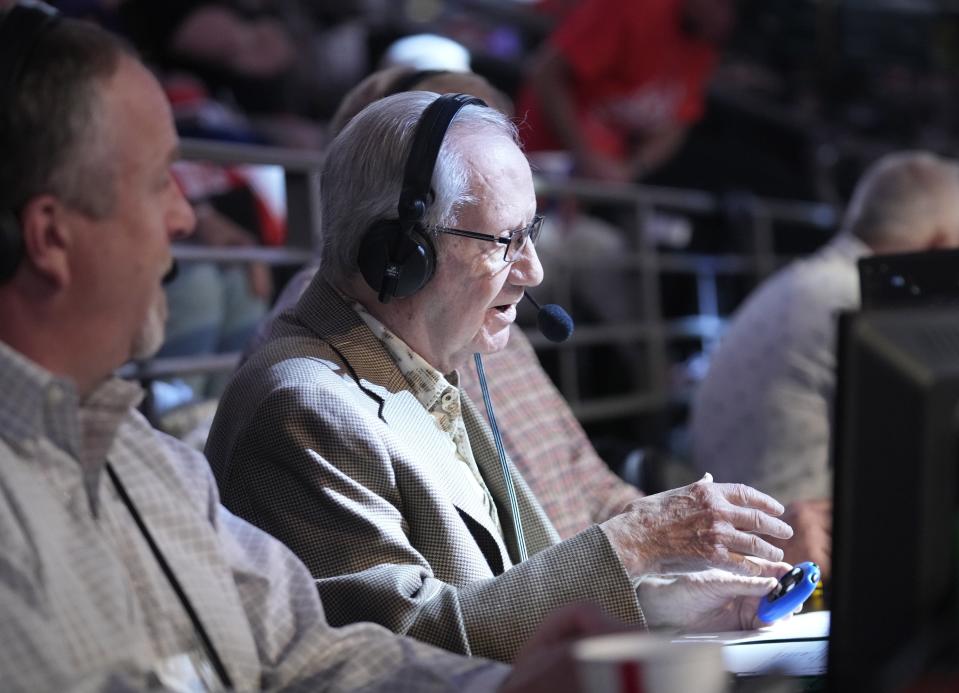 Phoenix Suns announcer Al McCoy works Game 6 of the Western Conference semifinals between the Phoenix Suns and the Denver Nuggets at Footprint Center on May 11, 2023. McCoy is retiring after a 51-year career.