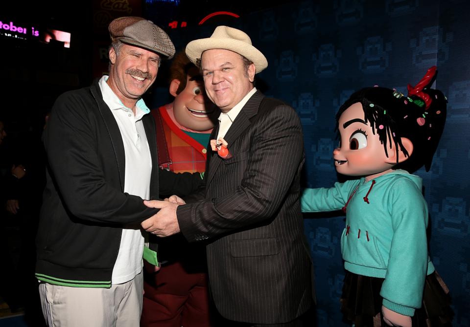 HOLLYWOOD, CA - OCTOBER 29: Actor Will Ferrell and actor John C. Reilly at the Premiere Of Walt Disney Animation Studios' "Wreck-It Ralph" - Red Carpet at the El Capitan Theatre on October 29, 2012 in Hollywood, California. (Photo by Christopher Polk/Getty Images)