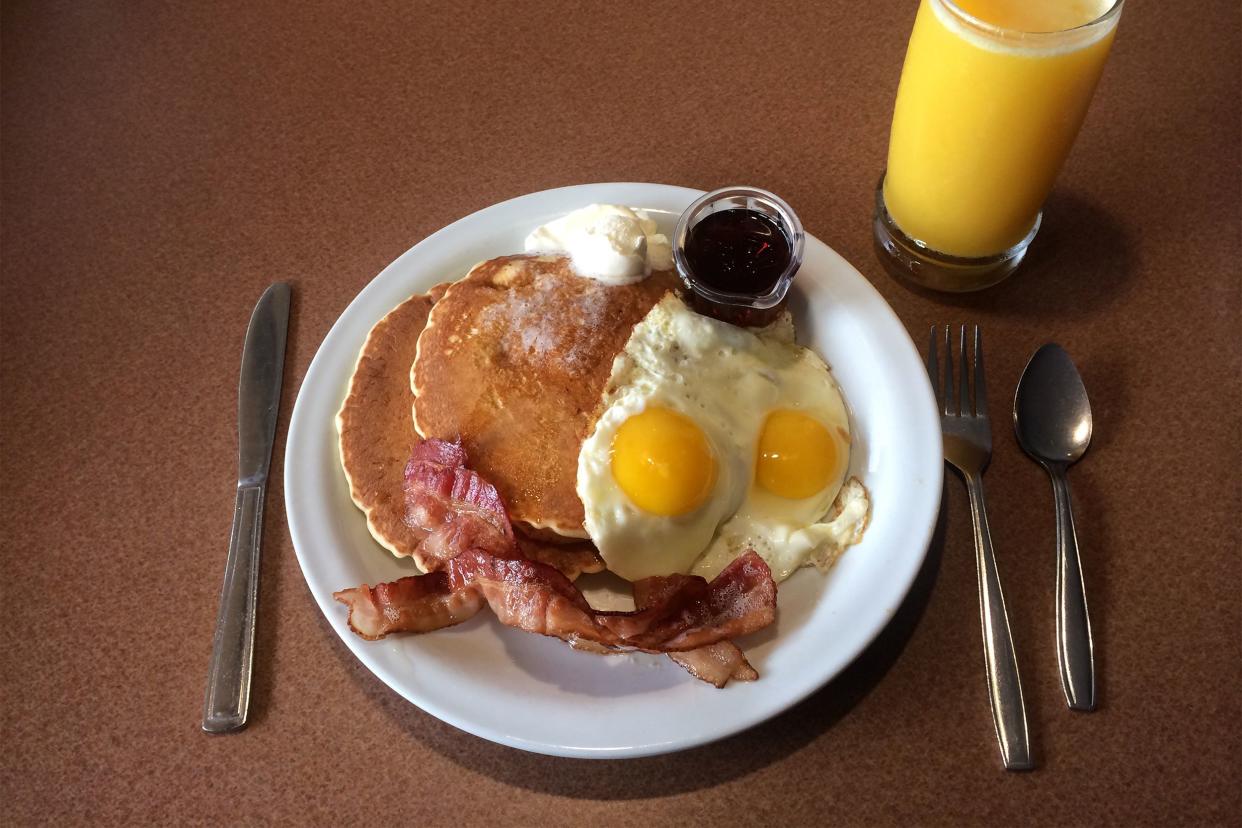 Closeup of breakfast plate in a diner