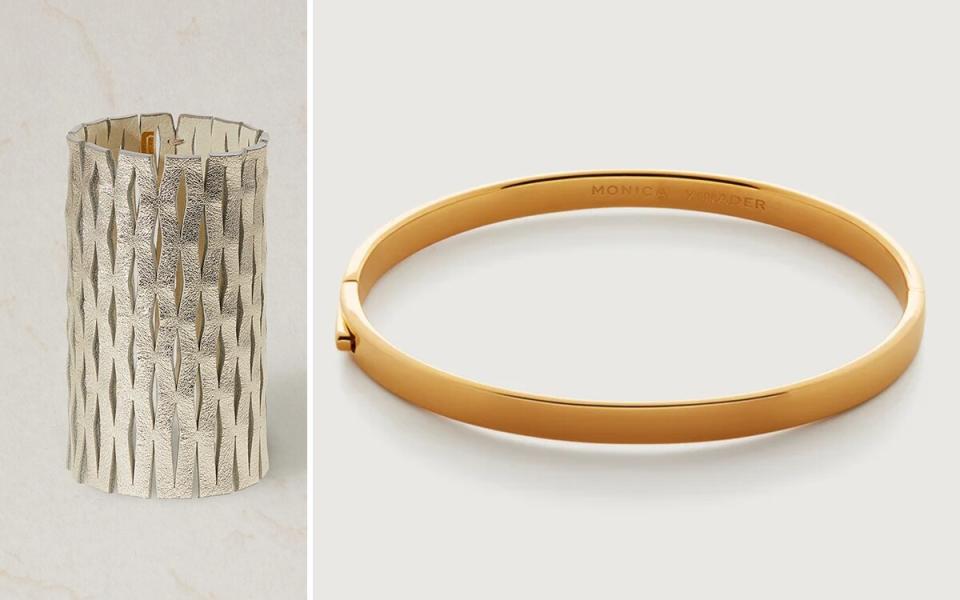 Leather Leila cuff, approx. £143, So-Le Studio Essential bangle, £250, Monica Vinader