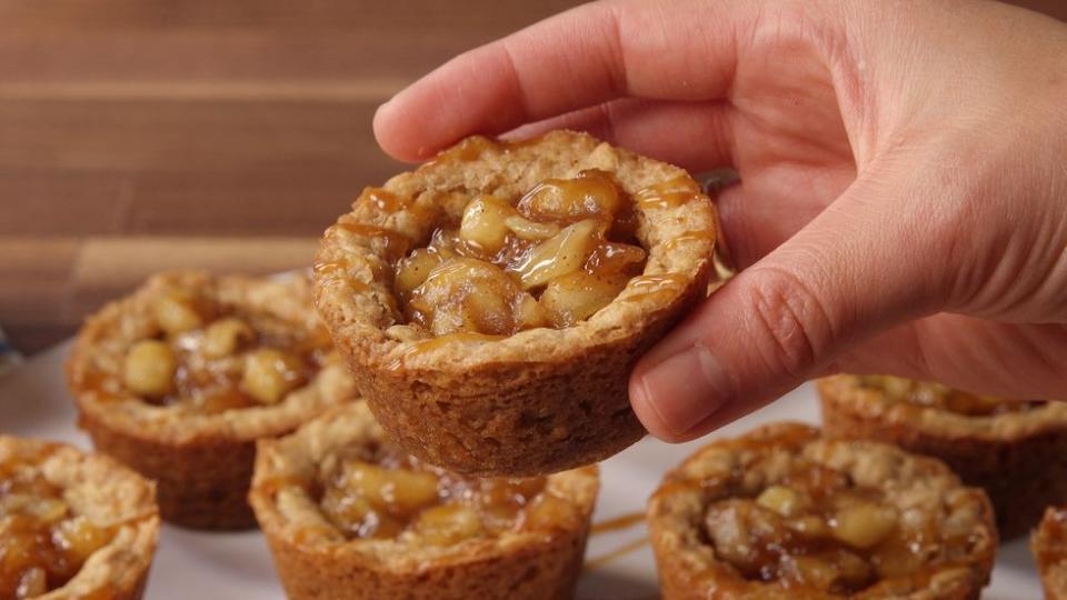 <p>This bite-sized version of a classic apple crisp the perfect snack to warm you up on chilly night.</p><p><em><a href="https://www.goodhousekeeping.com/food-recipes/dessert/a40715/apple-crisp-cookie-cups-video/" rel="nofollow noopener" target="_blank" data-ylk="slk:Get the recipe for Oatmeal Cookie Cups »;elm:context_link;itc:0;sec:content-canvas" class="link ">Get the recipe for Oatmeal Cookie Cups »</a></em></p><p><strong>RELATED: </strong><a href="https://www.goodhousekeeping.com/food-recipes/dessert/g768/apple-dessert-recipes/" rel="nofollow noopener" target="_blank" data-ylk="slk:40 Apple Desserts That Are Delicious to the Core;elm:context_link;itc:0;sec:content-canvas" class="link ">40 Apple Desserts That Are Delicious to the Core</a><br></p>