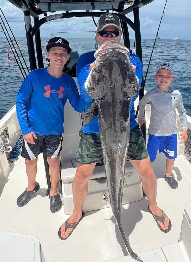 Few catches are more fun than sight casting a big cobia like this family did April 18, 2022 while fishing with Capt. Glyn Austin of Going Coastal charters in Palm Bay.