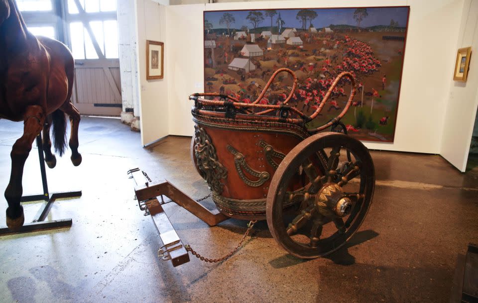 A replica Roman chariot from the actor's film Gladiator was sold for $65,000. Source: AAP