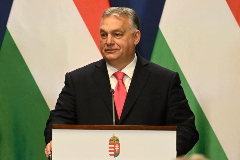 Viktor Orban, Hungarian Prime Minister, speaks at a joint press conference with Robert Fico, Prime Minister of slovakia. Szilard Koszticsak/TASR/dpa
