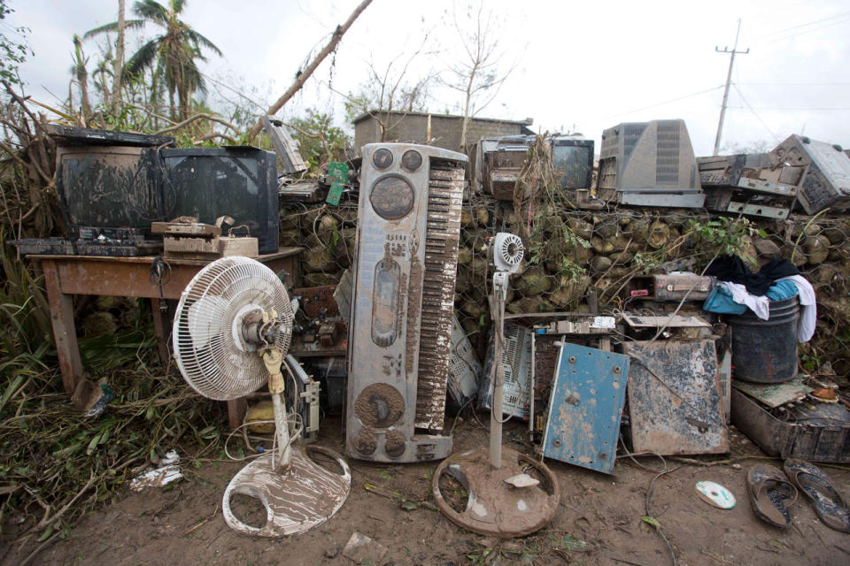 Recovered office equipment after Hurricane Matthew in Les Cayes, Haiti