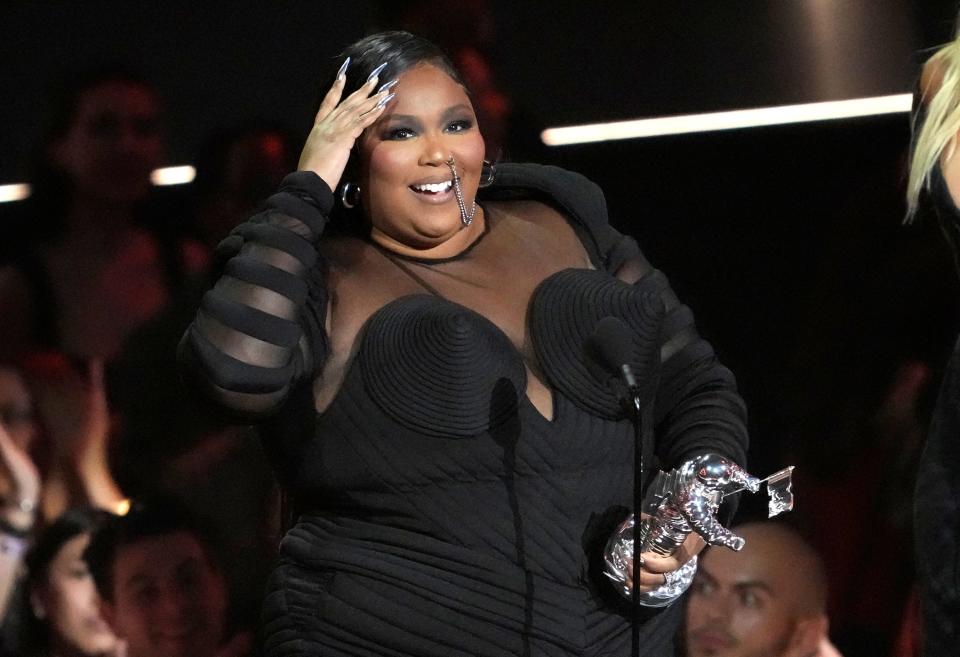 Lizzo accepts the video for good award for "About Damn Time" at the MTV Video Music Awards on Aug. 28.