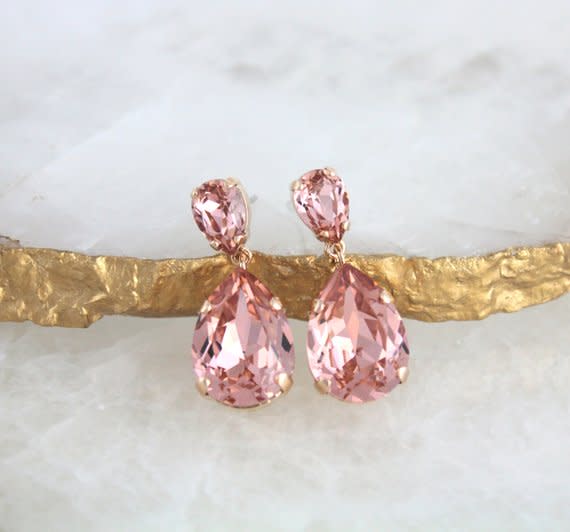 CoutureBridalStudios Blush Crystal Earrings (Photo: Etsy)