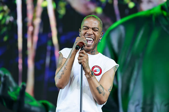 INDIO, CALIFORNIA – APRIL 21: (FOR EDITORIAL USE ONLY) Kid Cudi performs at the Sahara Tent during the 2024 Coachella Valley Music and Arts Festival at Empire Polo Club on April 21, 2024 in Indio, California. (Photo by Theo Wargo/Getty Images for Coachella)