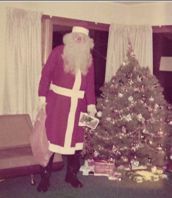 Fred R. Miller (1901-1985) , in his long-robed costume he wore as Santa Claus at many functions in and around Honesdale for at least 61 years. This family photo was shared by his daughter Dorothy Wilcox, and her daughter and son-in-law Mary and Robert Robbins.
