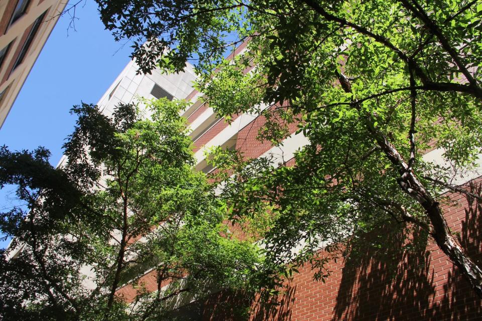 A parking structure at the National Museum of the United States Navy.