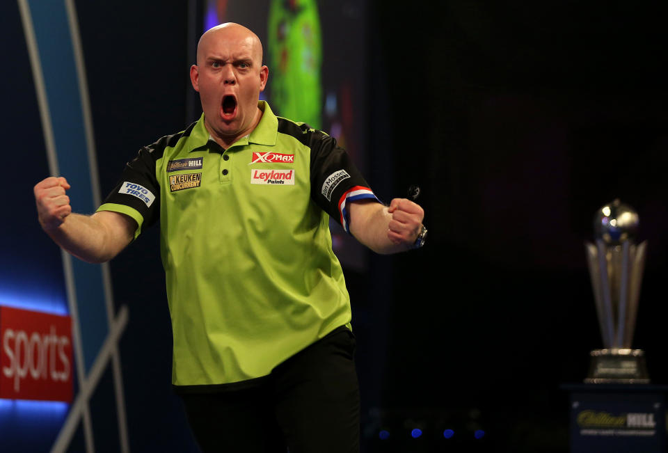 Michael Van Gerwen averaged 102.21 at Ally Pally (Steven Paston/PA)