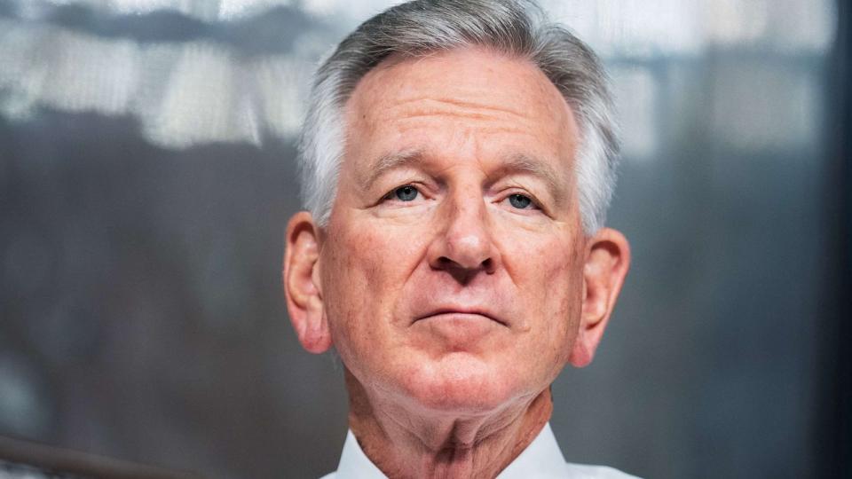 PHOTO: Sen. Tommy Tuberville attends the Senate Armed Services Committee confirmation hearing for Air Force Gen. David W. Allvin, nominee for Air Force chief of staff, in Washington, D.C., Sept. 12, 2023. (Tom Williams/CQ-Roll Call via Getty Images)