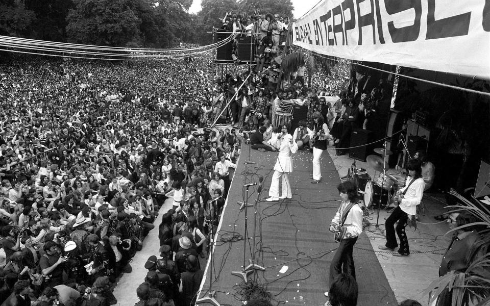 The Rolling Stones on stage at their free concert in London's Hyde Park on 5 July 1969 (Photo by Daily Mirror/Mirrorpix/Mirrorpix via Getty Images)The Rolling Stones on stage at their free concert in London's Hyde Park on 5 July 1969 (Photo by Daily Mirror/Mirrorpix/Mirrorpix via Getty Images)   - Getty