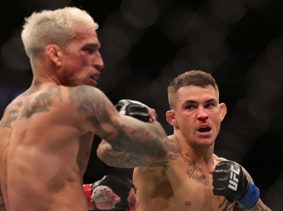 Poirier (right) had a power advantage in the striking exchanges (Getty Images)