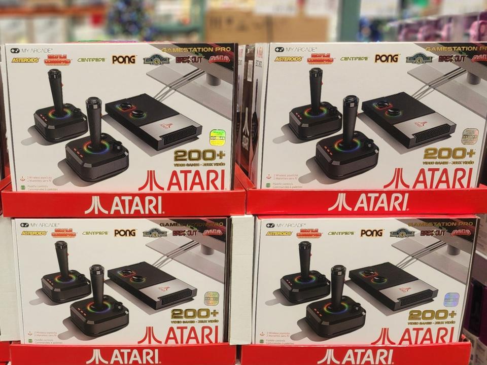 Stacked boxes of Ataris at Costco