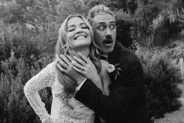 <p>Jack Gorlin</p> Rita Ora and Taika Waititi photographed on their wedding day in August 2022.