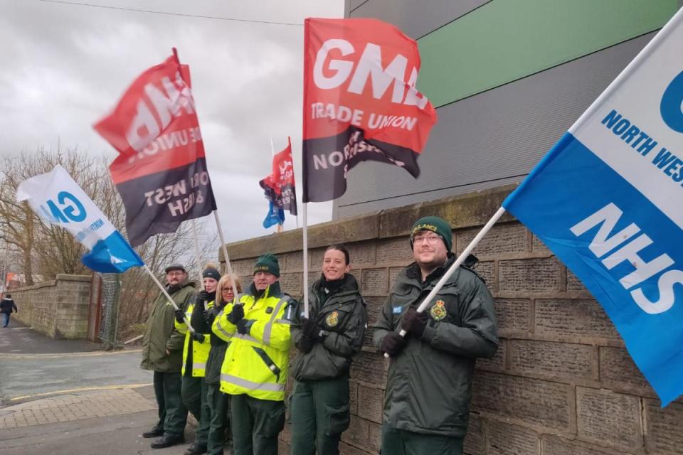 Paramedics are striking today in a pay dispute <i>(Image: Lancashire Telegraph)</i>