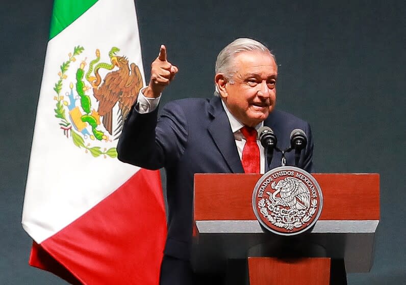 President of Mexico Andres Manuel Lopez Obrador speaks during the Third State of the Union Report in Mexico City