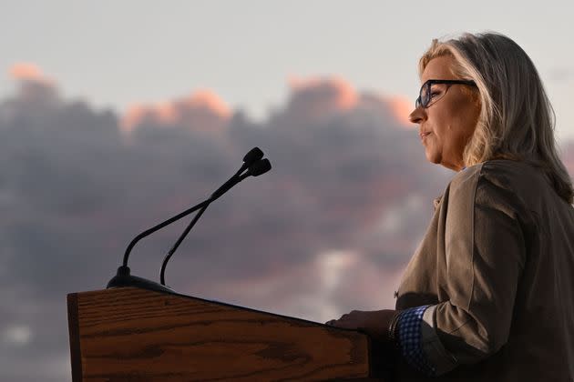 GOP Rep. Liz Cheney addressed supporters at Mead Ranch in Jackson, Wyoming, on election night. (Photo: Patrick T. Fallon/Getty Images)