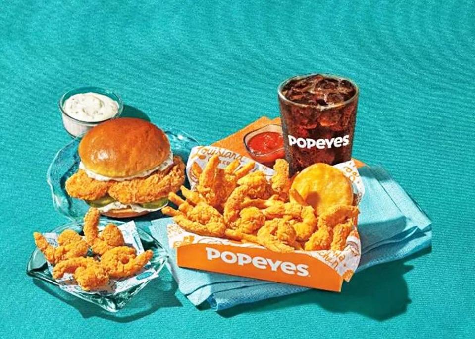 Popeyes brought back two limited-time fish dishes: the flounder fish sandwich and the shrimp tackle box.