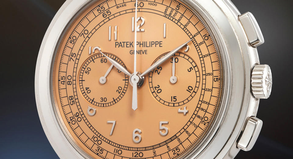Patek Philippe 5070G-014 from 2014 features a traditional salmon dial.