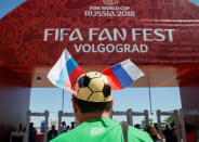 Soccer Football - FIFA World Cup - Group G - Tunisia v England - Volgograd, Russia - June 17, 2018 - A fan walks at fan fest zone. REUTERS/Gleb Garanich