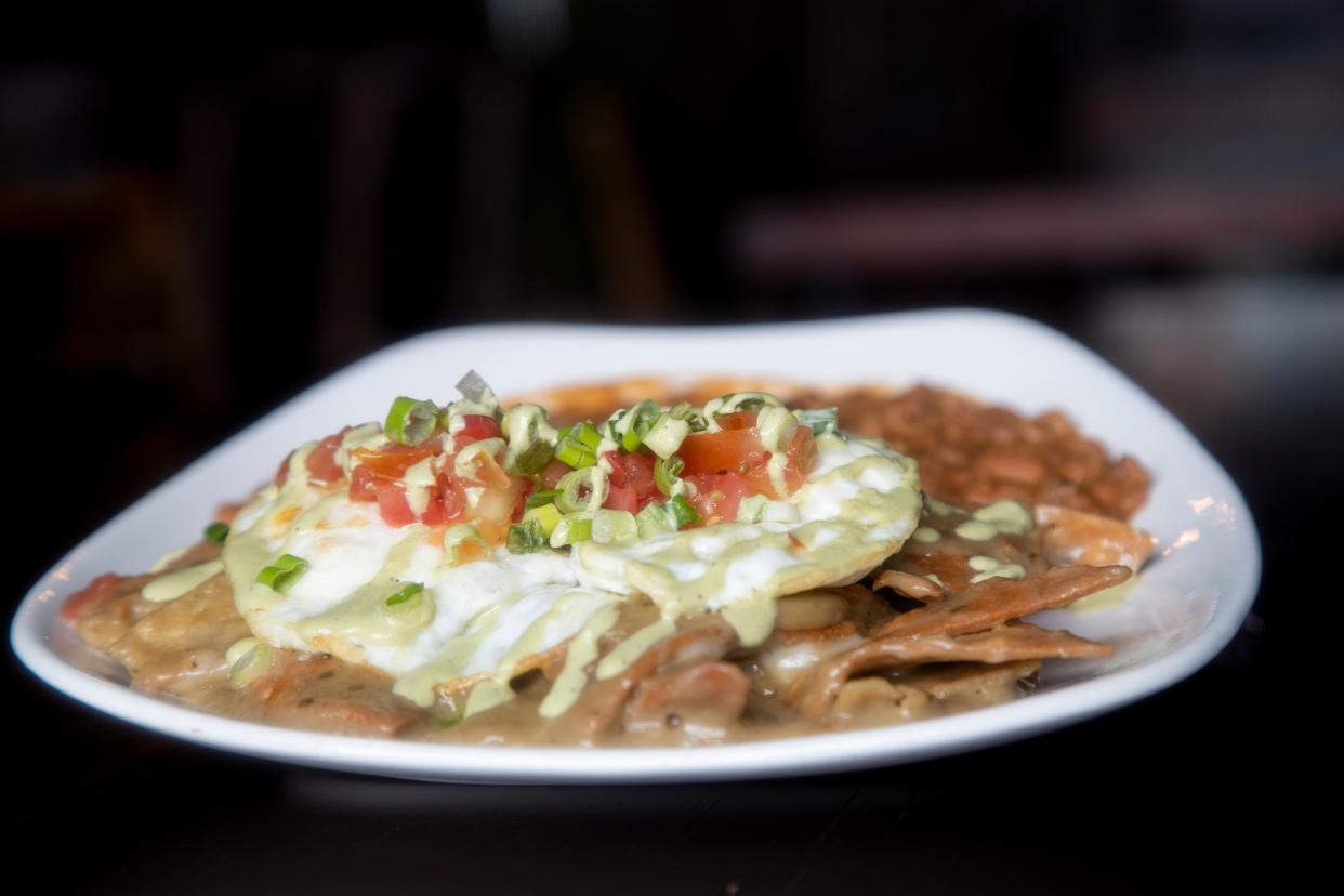 Deadbeach Brewery officially opened on Jan. 9 in Central El Paso with a fun merch gift area, a refrigerated display of its popular beers, and a taproom serving breakfast, brunch and dinner. In this photo the Chilaquiles Verdes are photographed.