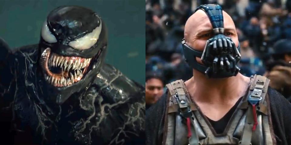 Tom Hardy as Venom and Bane.