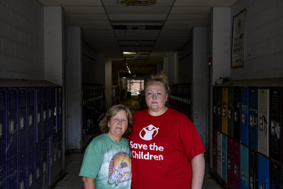 Image: Judy Eversole, FRYSC Director at the Buckhorn School, and Olivia Day, Early Studies Coordinator at the Buckhorn School pose for a portrait in Buckhorn, Ky., on Aug. 19, 2022. (Michael Swensen for NBC News)