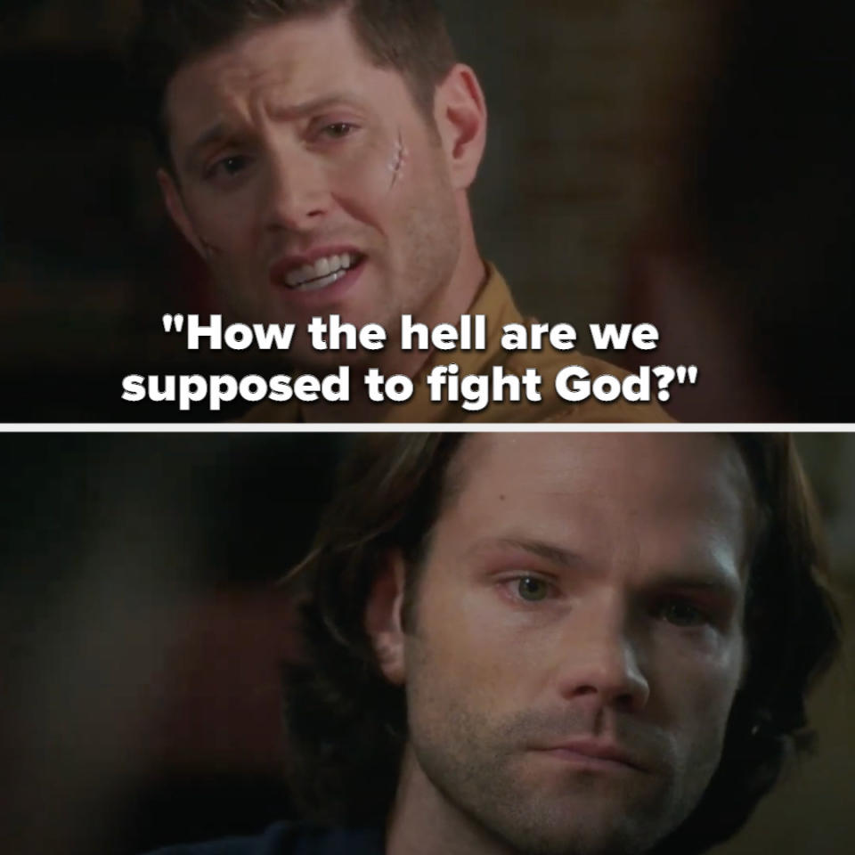 Dean asks Sam how the hell they're supposed to fight God