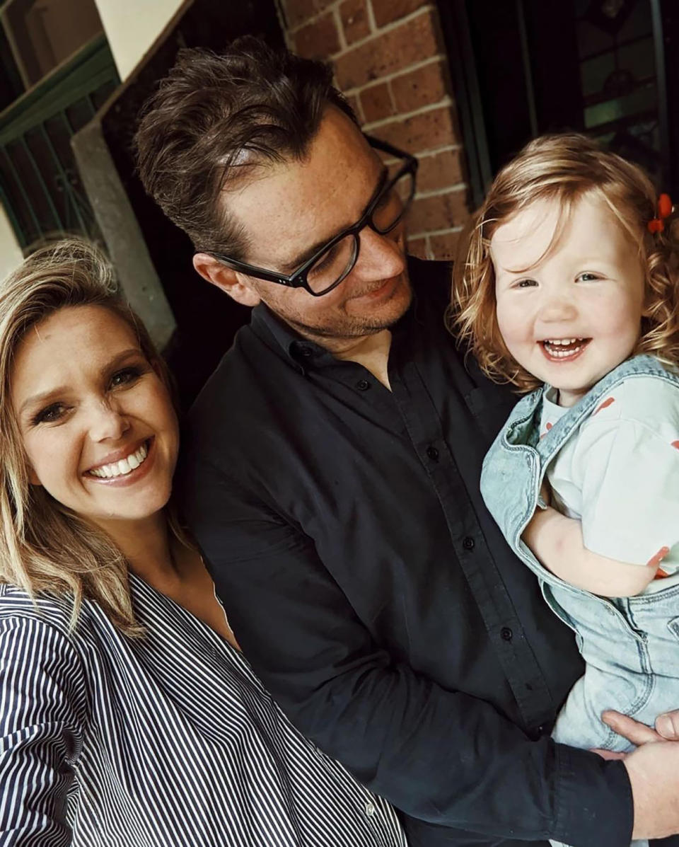 Edwina Bartholomew, Neil Varcoe and their daughter Molly