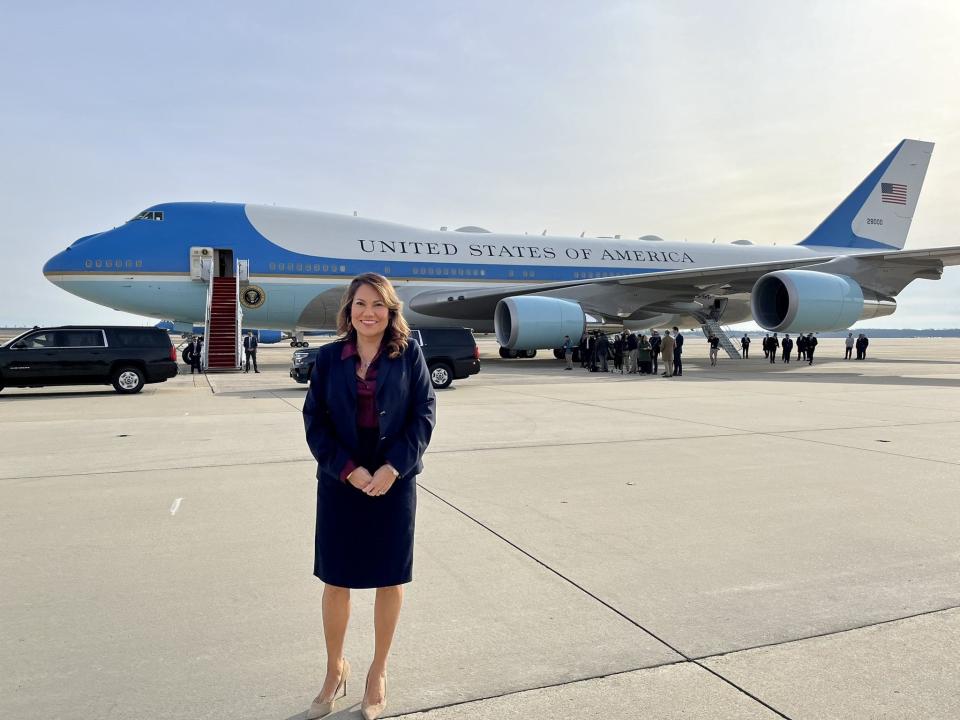 Veronica Escobar, D-El Paso, traveled with President Biden on Air Force 1 to El Paso.