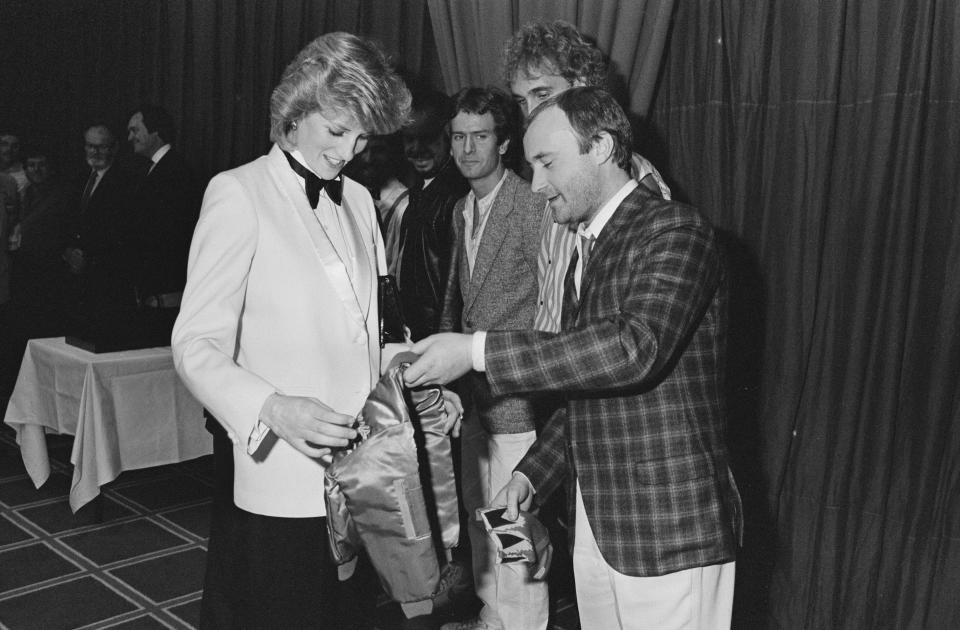 The Genesis band member presented the Princess of Wales with a gift for Prince William, on another occasion, in 1984.  (Getty Images)