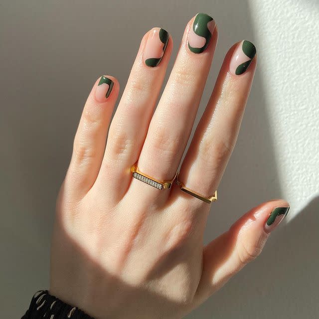 <p>This abstract swirling art provides an interesting focal point if you want to keep the rest of your outfit pared back.</p><p>Try... Nailberry L'Oxygene Nail Lacquer in Viva La Vegan, £17.20 <a class="link " href="https://www.amazon.co.uk/Nailberry-LOxygene-Oxygenated-Lacquer-Vegan/dp/B0727WNDLL?th=1" rel="nofollow noopener" target="_blank" data-ylk="slk:SHOP NOW;elm:context_link;itc:0;sec:content-canvas">SHOP NOW</a></p><p><a href="https://www.instagram.com/p/COH_g0ks8yg/" rel="nofollow noopener" target="_blank" data-ylk="slk:See the original post on Instagram;elm:context_link;itc:0;sec:content-canvas" class="link ">See the original post on Instagram</a></p>