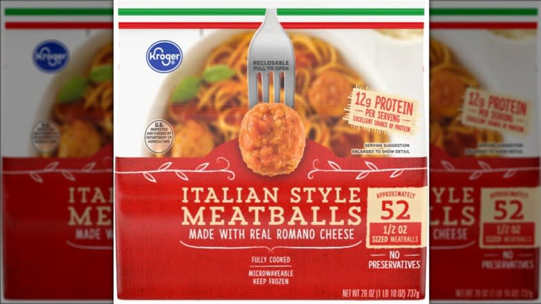 box of Kroger Italian meatballs