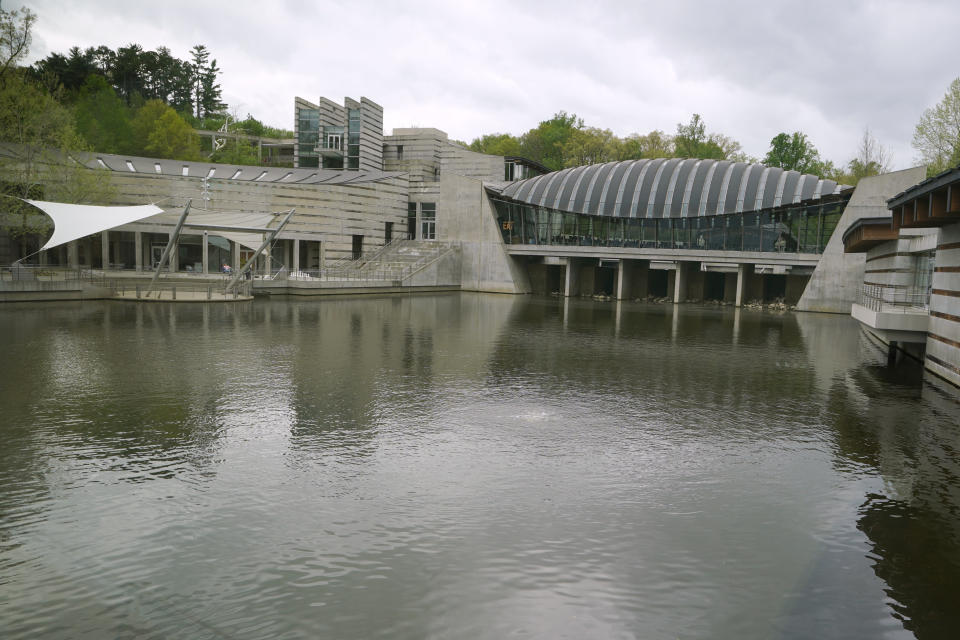 The exterior of the Crystal Bridges Museum of American Art is pictured Wednesday, April 19, 2023, in Bentonville, Ark. (AP Photo/Sue Ogrocki)