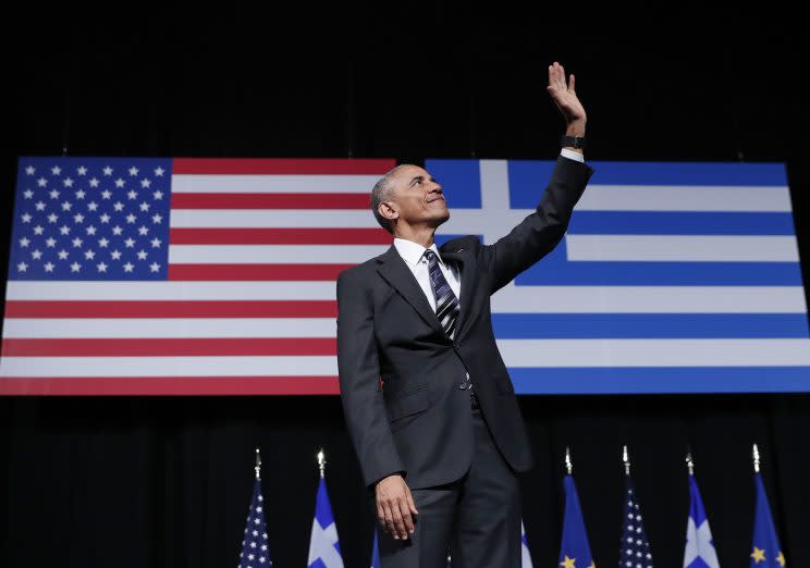 President Barack Obama makes his final appearance in Greece as the leader of the free world. (AP)