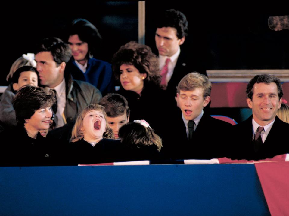 George W. Bush and Laura Bush at George HW Bush's inauguration in 1989