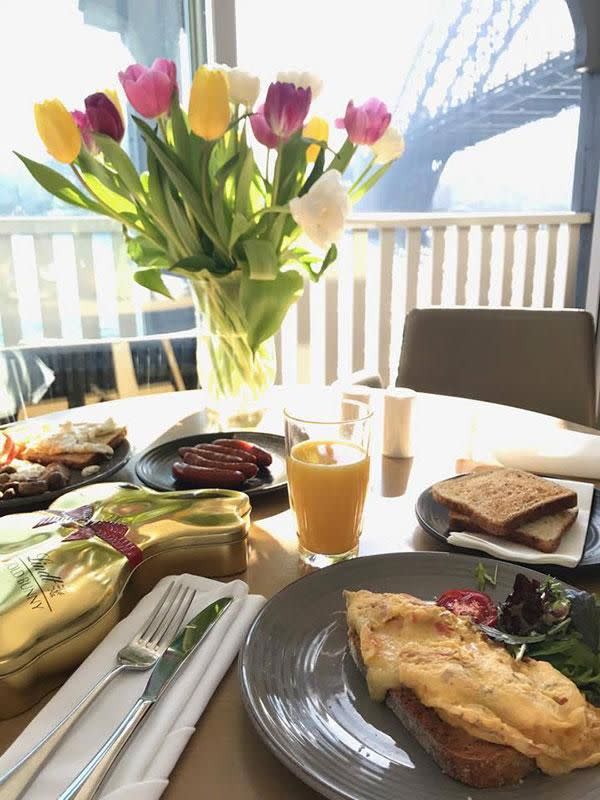 Breakfast from the Harbour View Balcony Suite. Photo: Be